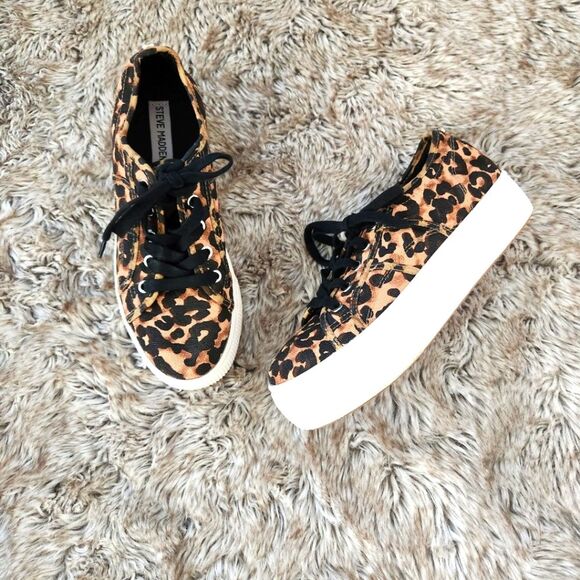 Steve Madden Emmi Leopard Print Platform Sneakers Size 8.5 - Picture 1 of 9